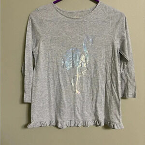 Lilly Pulitzer Girls Gray Long Sleeve Flamingo Shirt Size XL New NWT